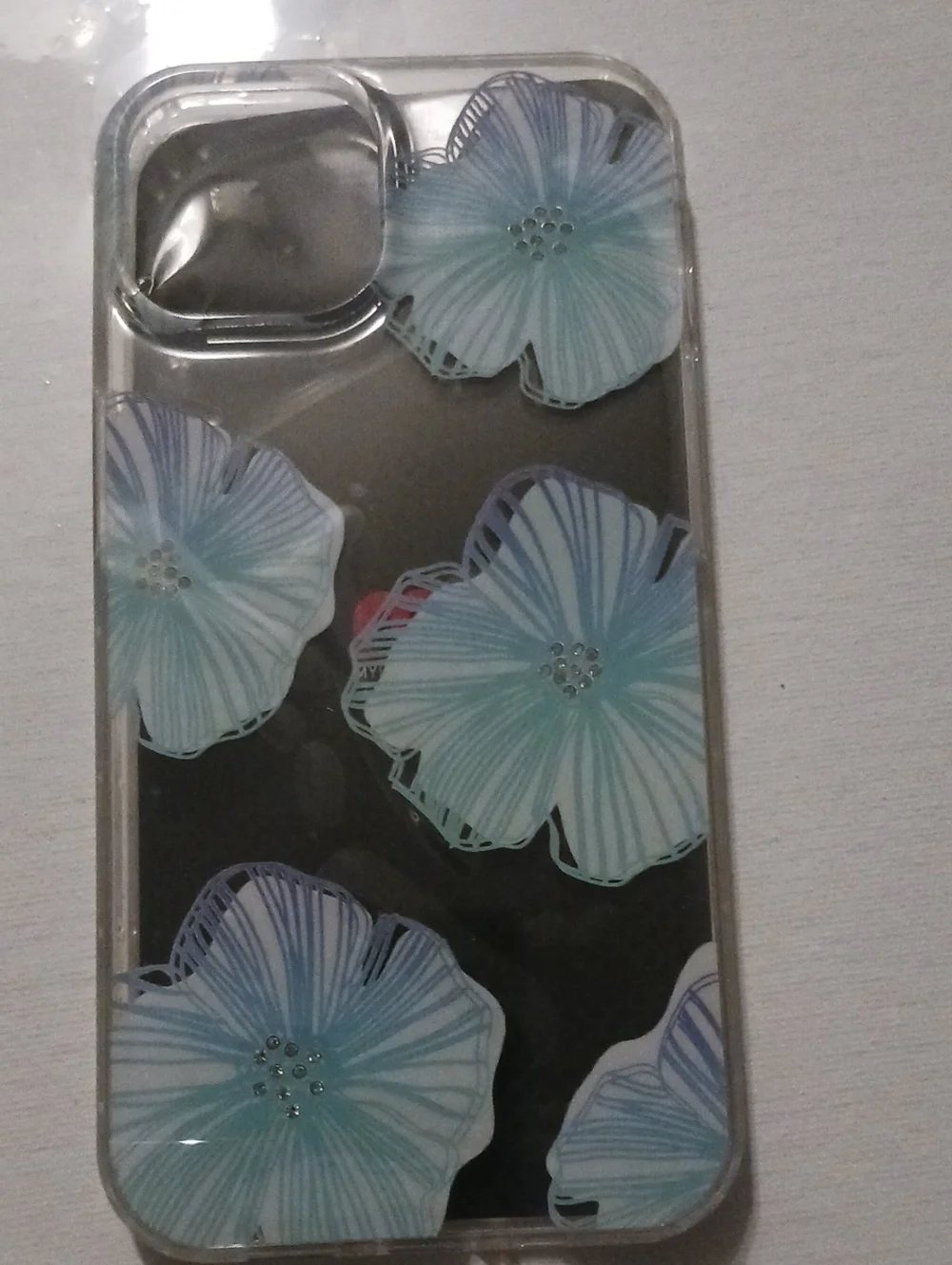 Clear Floral Phone Case with Blue Flowers - Compatible iPhone Case